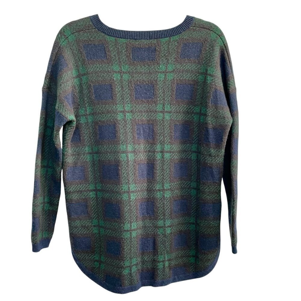 Madewell Mohair Alpaca Wool Blend Tartan Plaid Sweater Green Navy Small - Picture 3 of 12